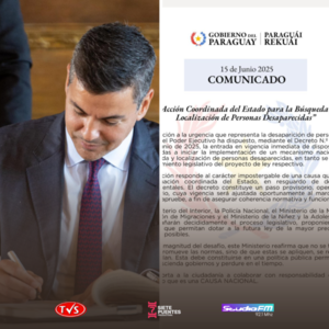 Ejecutivo implementa mecanismo de búsqueda de personas desaparecidas mediante decreto - «TVS DIGITAL»