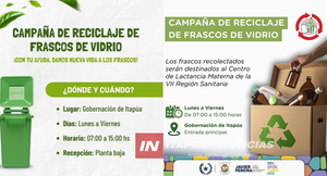 CAMPAÑA SOLIDARIA “RECICLÁ FRASCOS DE VIDRIO Y AYUDÁ A SALVAR VIDAS”