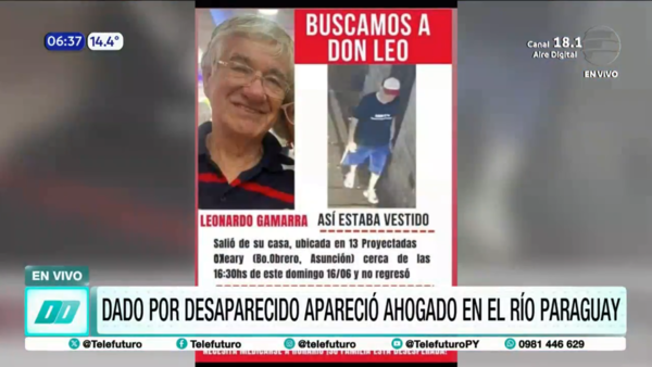 Dado por desaparecido apareció ahogado en el Río Paraguay