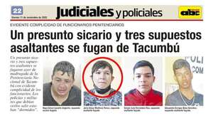 Un fugado de Tacumbú habría sido el cómplice del abatido Diego “Cabezón” - Policiales - ABC Color