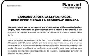 Bancard apoya la ley de pagos, pero exige cuidar la propiedad privada - Espacio Reservado - ABC Color