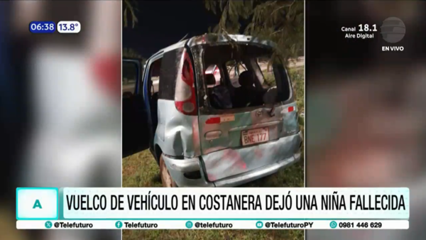 Vuelco de vehículo en la costanera dejó una niña fallecida