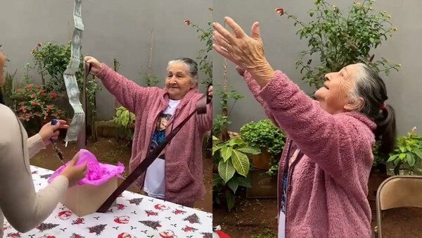 El regalo “volador” que casi hace llorar a la abuela en su cumple 84