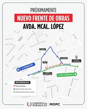 Implementarán nuevos desvíos en Fernando de la Mora por avance de obras en Mariscal López