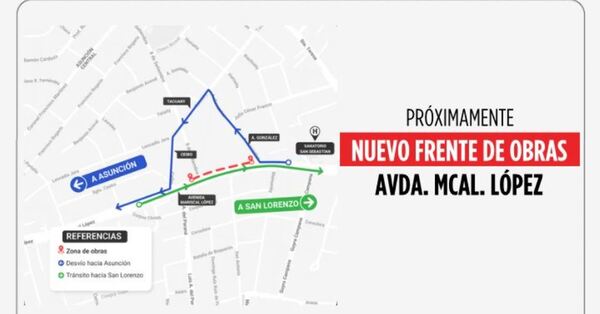 Implementan nuevos desvíos en Fernando de la Mora por avance de obras en Mariscal López
