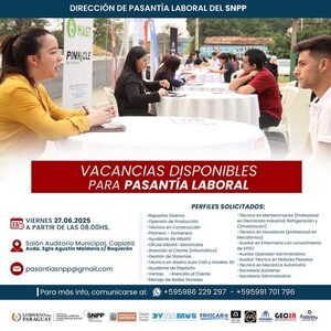 SNPP y Municipalidad de Capiatá organizan Feria de Pasantía Laboral con más de 150 vacancias - .::Agencia IP::.
