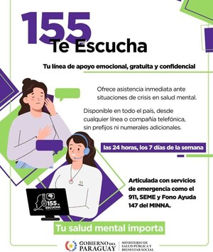 No estás solo: habilitan línea telefónica 155 para asistencia gratuita y confidencial en crisis de salud mental - .::Agencia IP::.