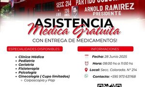 Realizarán jornada de asistencia médica en seccional de Franco