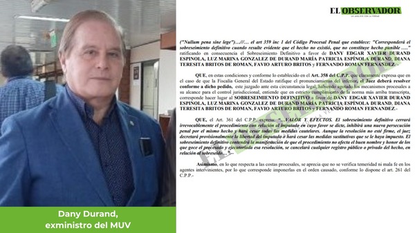 Sobreseen a Dany Durand en tres causas relacionadas a Mocipar, tras dos años de investigación sin resultados concluyentes - El Observador