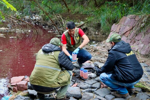 Fiscalizadores del Mades intervienen en caso de coloración en el arroyo Jaén - .::Agencia IP::.