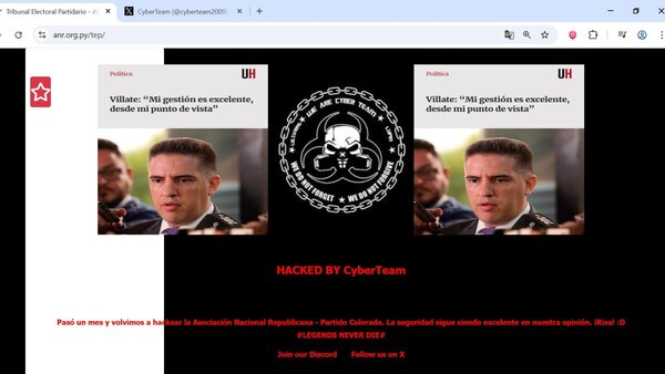 Hackean TEP de la ANR y se burlan del titular del Mitic