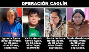 Operación Caolín: caen en Tobatí la mamá, un hermano y dos hermanas del líder del Clan Rotela - Policiales - ABC Color