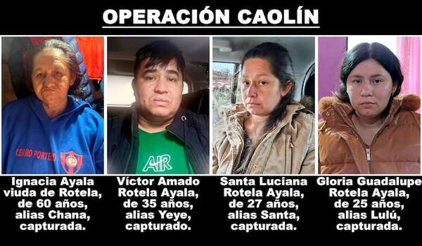 Operación Caolín: caen en Tobatí la mamá, un hermano y dos hermanas del líder del Clan Rotela - Policiales - ABC Color