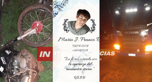 JOVEN MOTOCICLISTA MURIÓ TRAS CHOCAR CON UN CAMIÓN ESTACIONADO