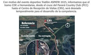 Habrá desvíos por triatlón en Hernandarias