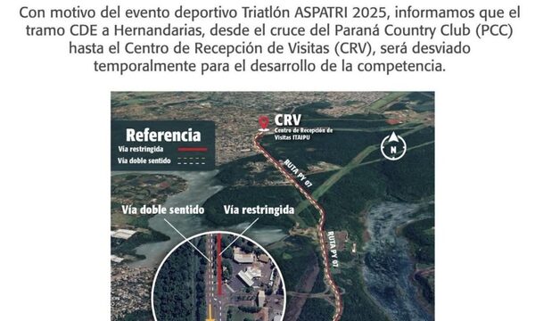 Habrá desvíos por triatlón en Hernandarias