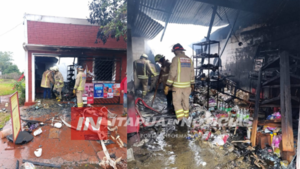 INCENDIO CONSUMIÓ PARTE DE UN LOCAL EN NUEVA ALBORADA 