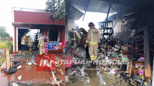 INCENDIO CONSUMIÓ PARTE DE UN LOCAL EN NUEVA ALBORADA