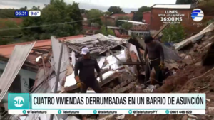 Cuatro viviendas derrumbadas en un barrio de Asunción