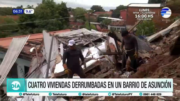 Cuatro viviendas derrumbadas en un barrio de Asunción