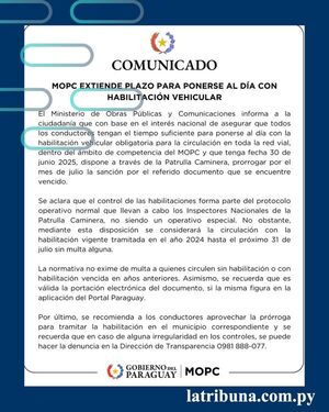 Extienden plazo para circular sin multa por habilitación vencida - La Tribuna