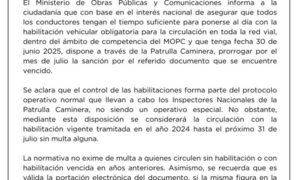 Patrulla Caminera posterga a agosto multas por vencimiento de habilitación
