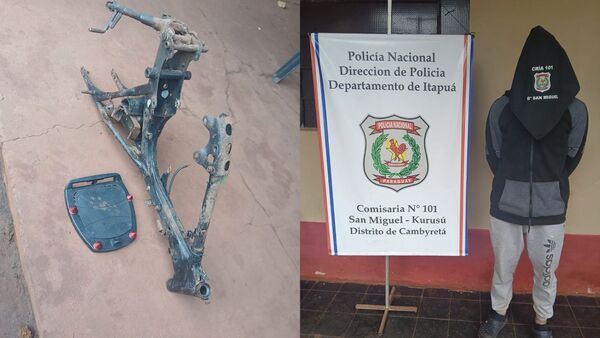Detienen a joven y recuperan partes de motocicleta hurtada en Cambyretá