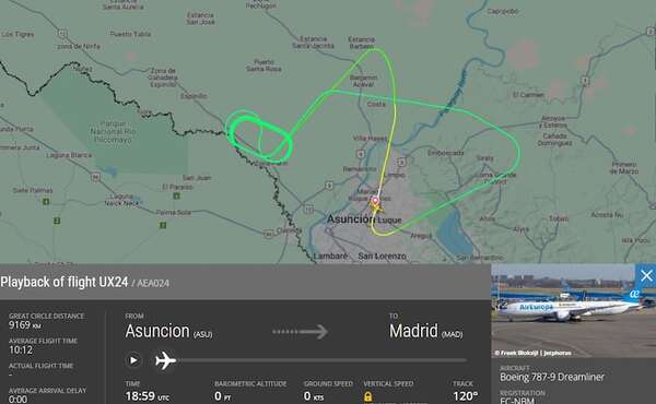 AUDIO: Avión que partió rumbo a Madrid tuvo que retornar por problemas técnicos - Periodísticamente - ABC Color