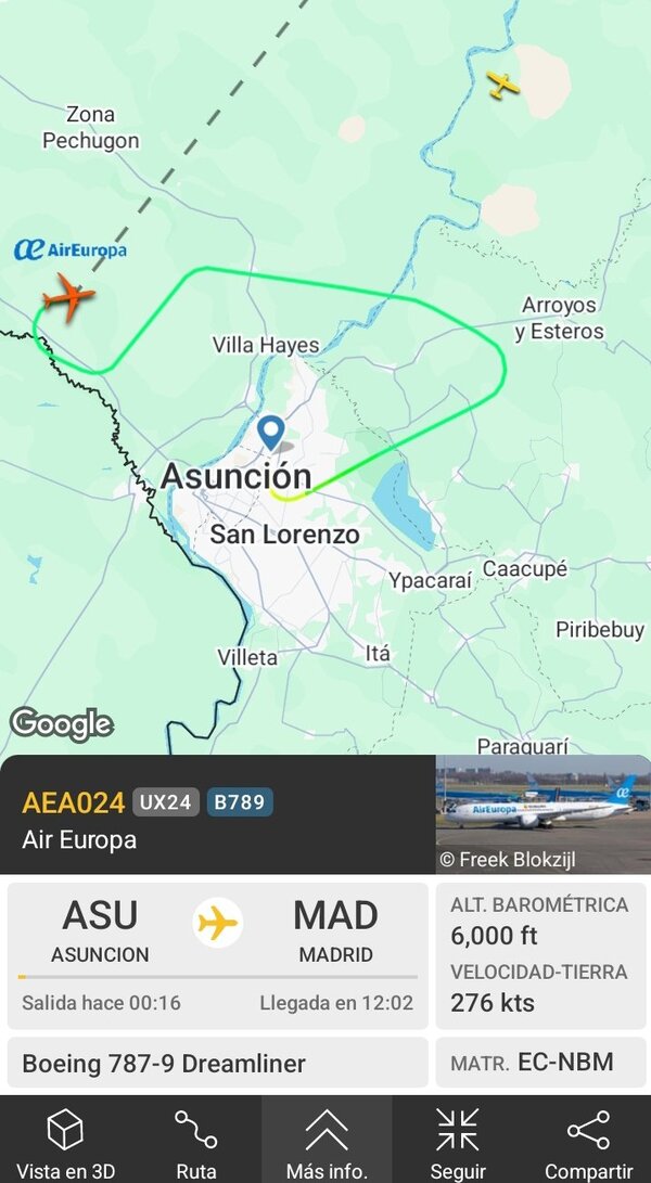 Segundo intento fallido de avión de Air Europa para ir a Madrid