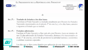 Santiago Peña presenta proyecto para establecer nuevos feriados