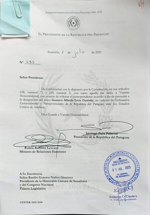 Peña solicita al Congreso el acuerdo para que Gustavo Leite sea Embajador en EEUU