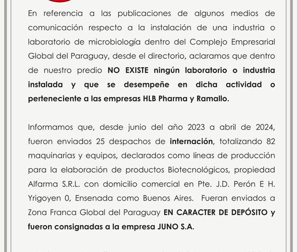 Aclaran que no existe laboratorio de fentanilo operando en complejo empresarial