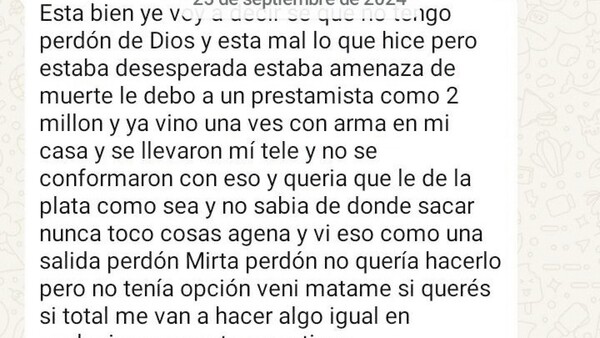 Paraguaya robó para pagar a su usurero: “No tenía opción”