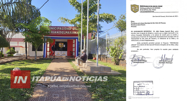 MUNICIPALIDAD DE SAN JUAN DEL PNÁ REMITE A LA JUNTA CONVENIO PARA EL PROGRAMA ABRAZO