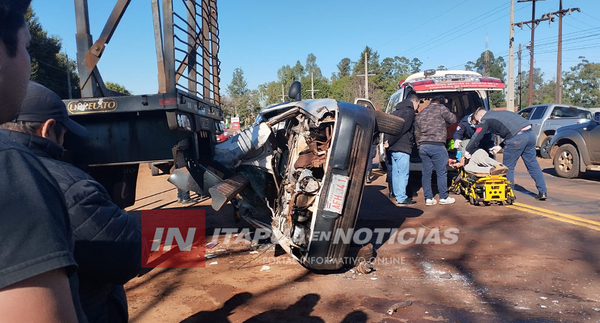 CHOQUE ENTRE CAMIÓN Y CAMIONETA DEJA UN HERIDO EN CAPITÁN MIRANDA