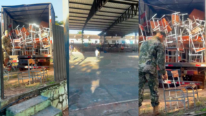 Video: Así militares "reemplazan" sillas nuevas de escuelas en Villa Elisa por los pupitres chinos