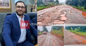 JOSÍAS ESCOBAR SOLICITÓ AL MOPC URGENTE INTERVENCIÓN EN IMPORTANTE TRAMO
