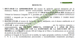 Revocan pena de 4 años a adolescente y ordenan medidas de rehabilitación - El Observador