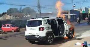 La Nación / Patrullera se incendió en pleno centro de Pedro Juan Caballero