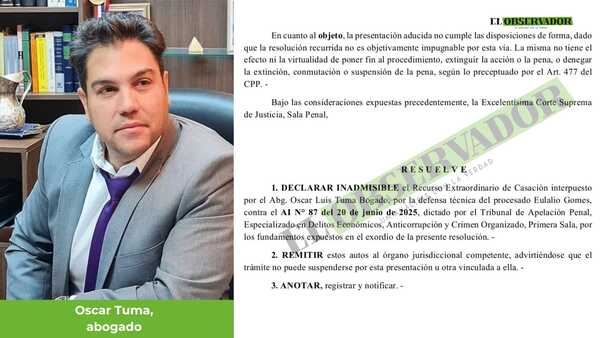 Ratificación de sanción a Tuma no es impugnable por vía de la casación y queda firme - El Observador