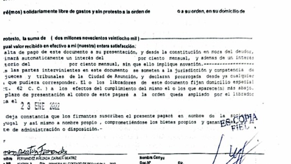 Abogada dice que accionó con el pagaré y sin que se abonara deuda