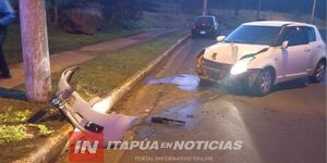 CONDUCTOR ALCOHOLIZADO CHOCÓ CONTRA UNA COLUMNA DE LA ANDE EN ENCARNACIÓN 