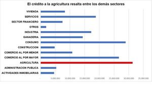 El 17,3% de los créditos bancarios va a la agricultura