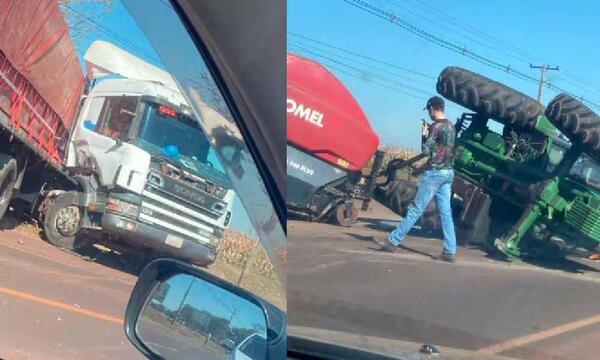 Tractor y camión semirremolque protagonizan aparatoso choque en Canindeyú – Prensa 5