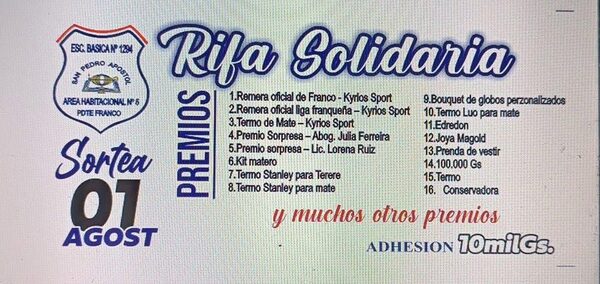 Preparan rifa para repoñer daños tras incendio escuela del Área 5