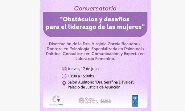 Harán conversatorio sobre “Obstáculos y desafíos para el liderazgo de las mujeres”