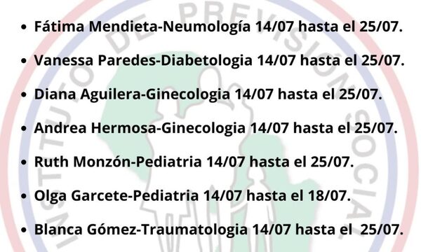 Varios médicos de vacaciones en IPS de Hernandarias