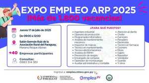 Ministerio de Trabajo organiza la Expo Empleo ARP 2025 con más de 1800 vacancias