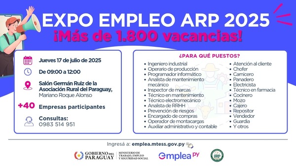 Expo Empleo ARP 2025: más de 1.800 vacancias disponibles este jueves - ADN Digital