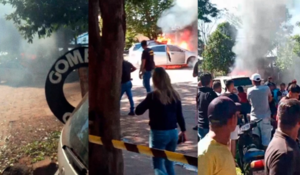 Balacera en Capitán Bado deja dos muertos y un vehículo incendiado
